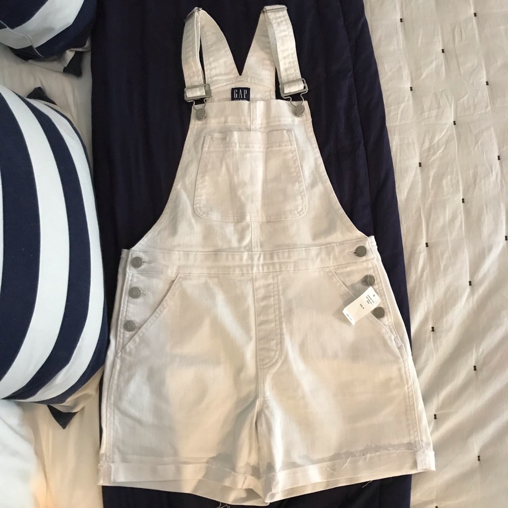 Gap White Denim Overalls (Shortalls)